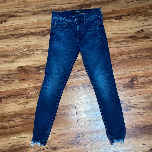 Mid-rise express skinny blue jeans